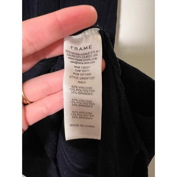 Frame Twist-Front Ribbed Navy Knit MIDI Dress Sz M - Picture 7 of 8